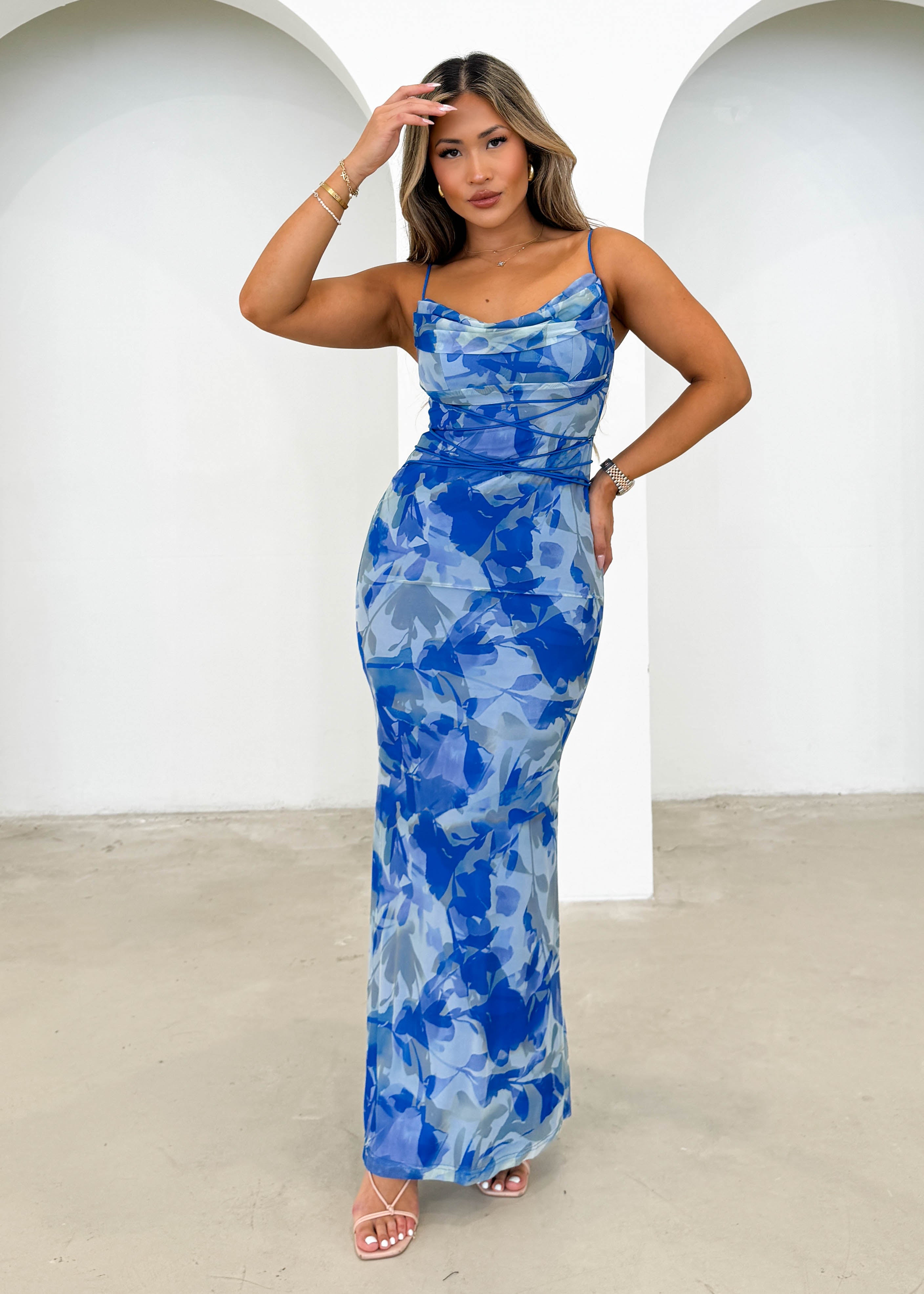 Ferissa Maxi Dress - Blue Flowers