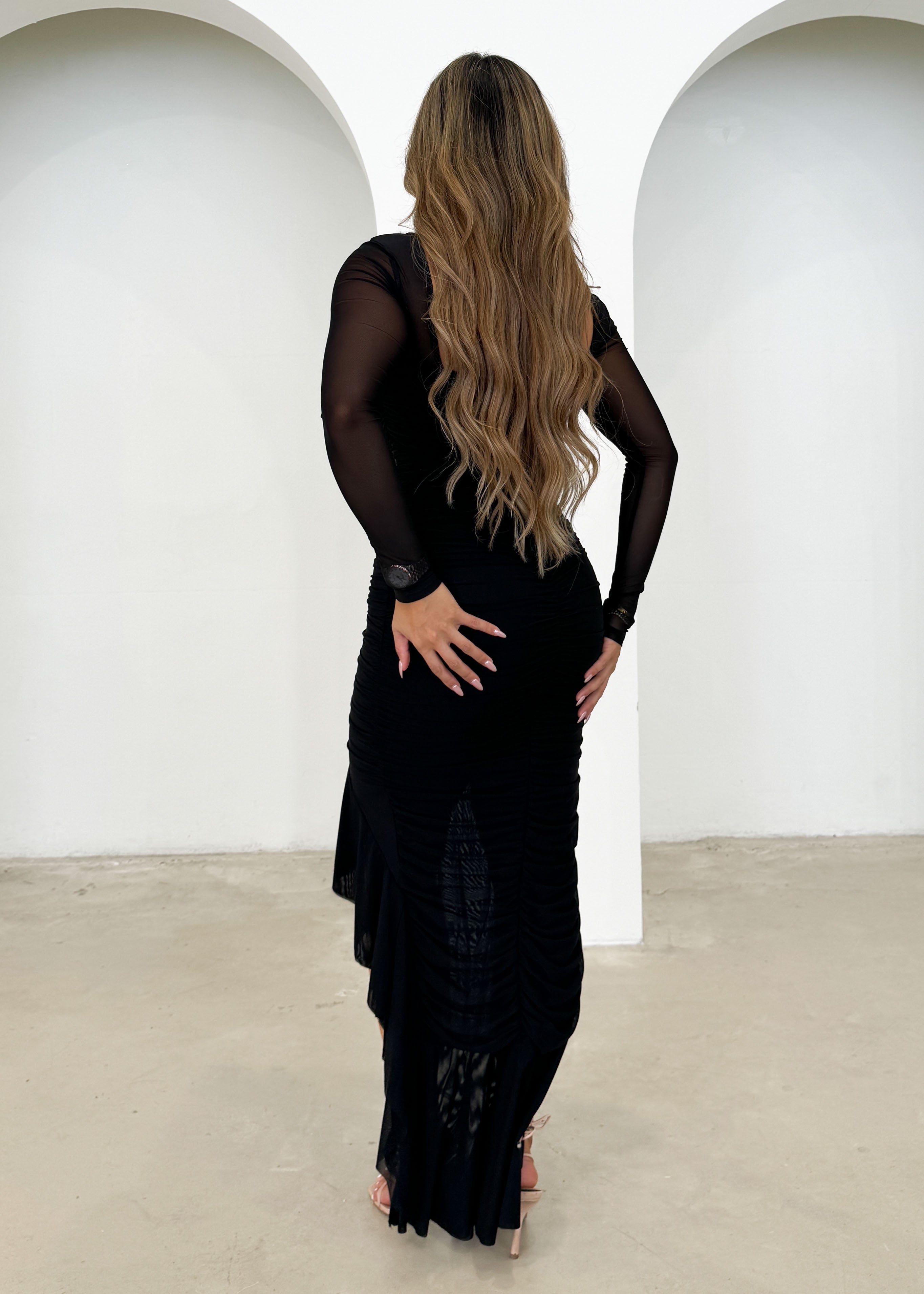 Tarria Mesh Maxi Dress - Black