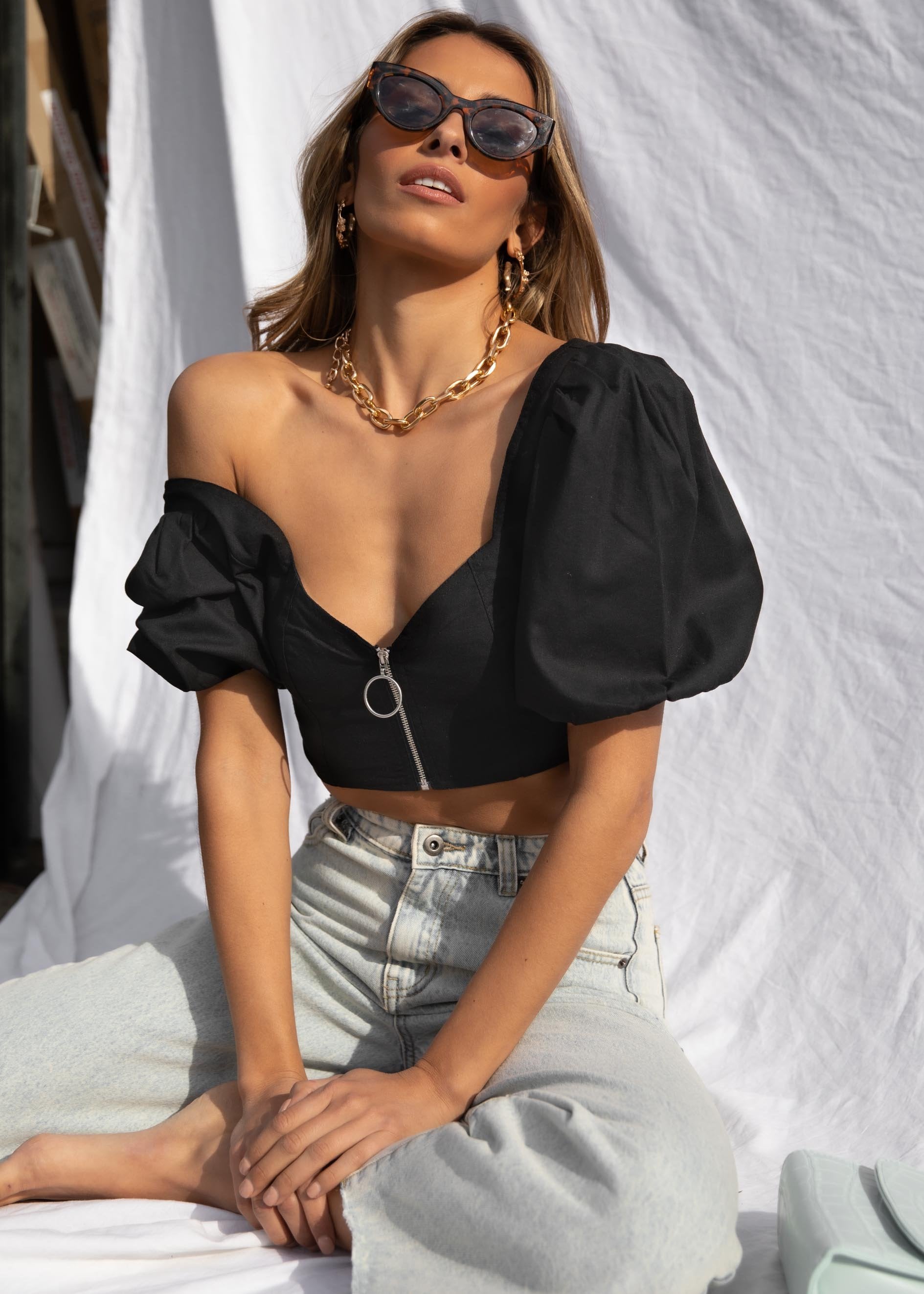 Yulia Crop Top - Black