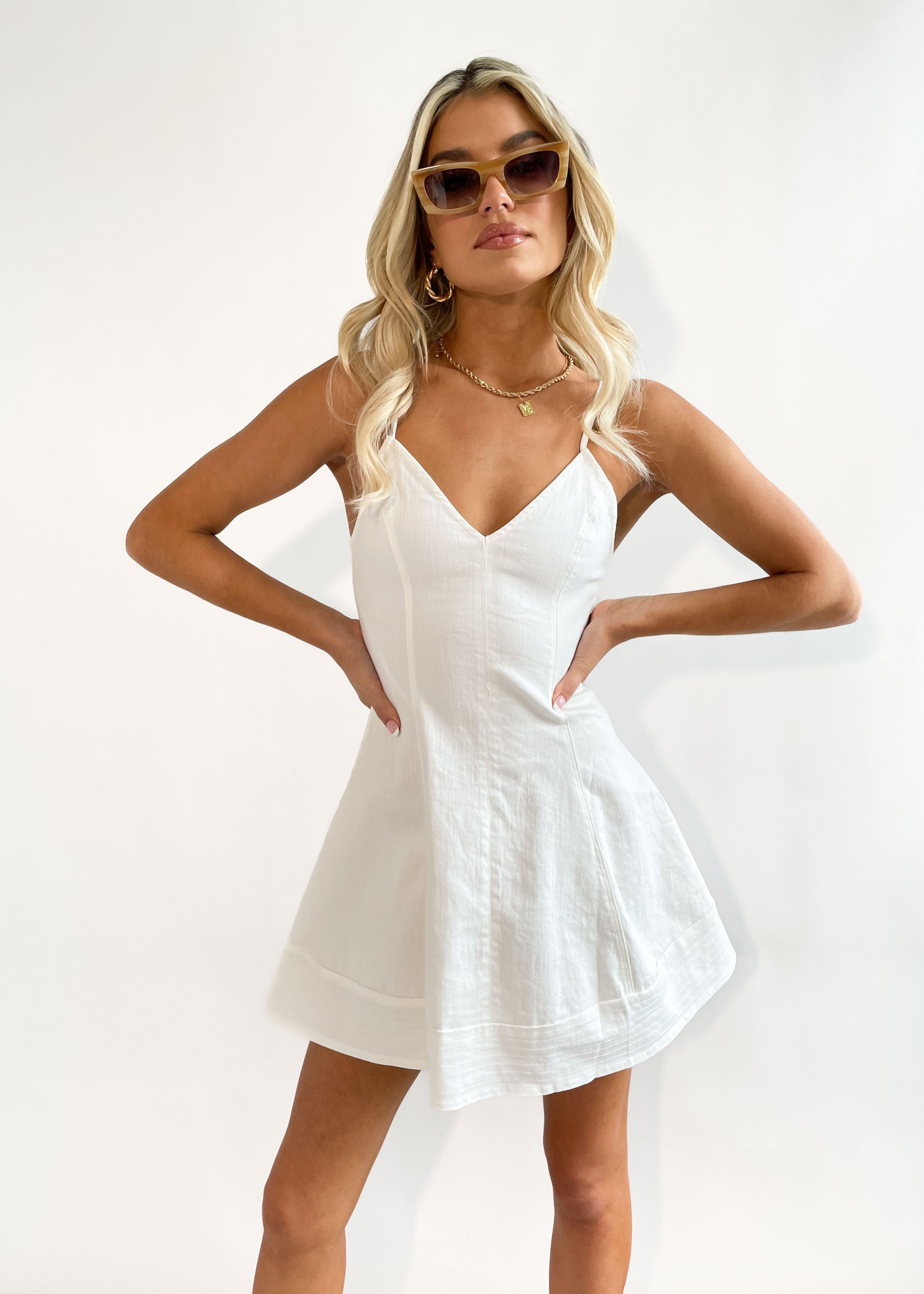 Luellah Dress - White Denim