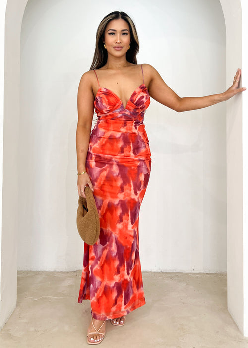 Jovanna Maxi Dress - Orange Tie Dye