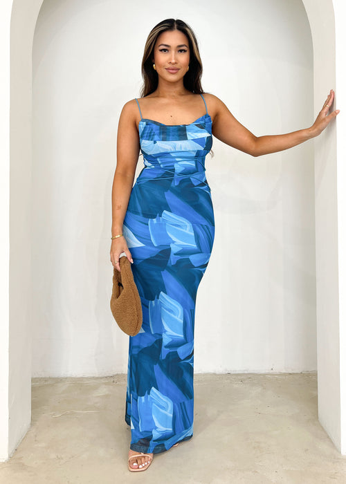 Ferissa Maxi Dress - Blue Abstract