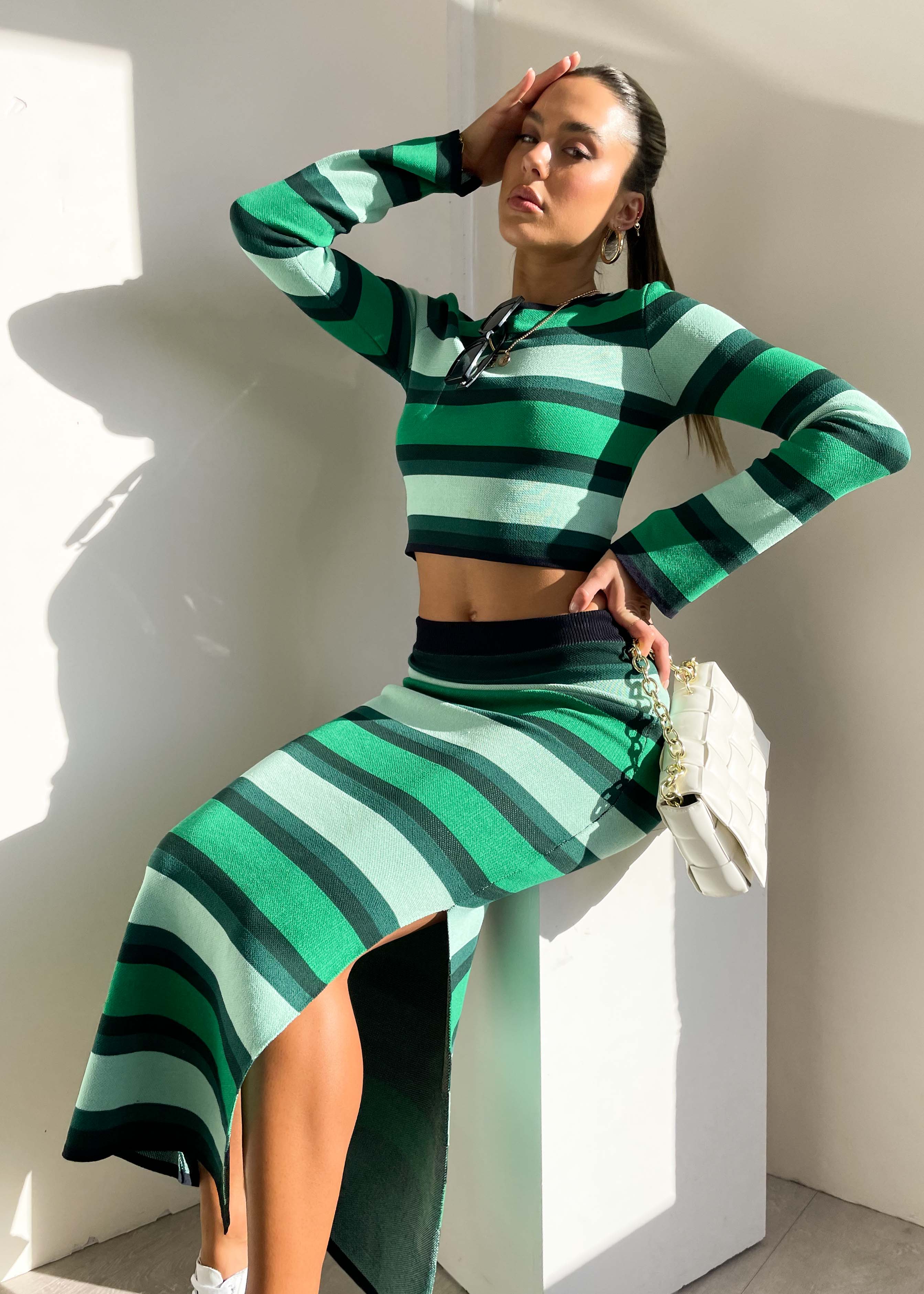 Burton Knit Crop - Green Stripe