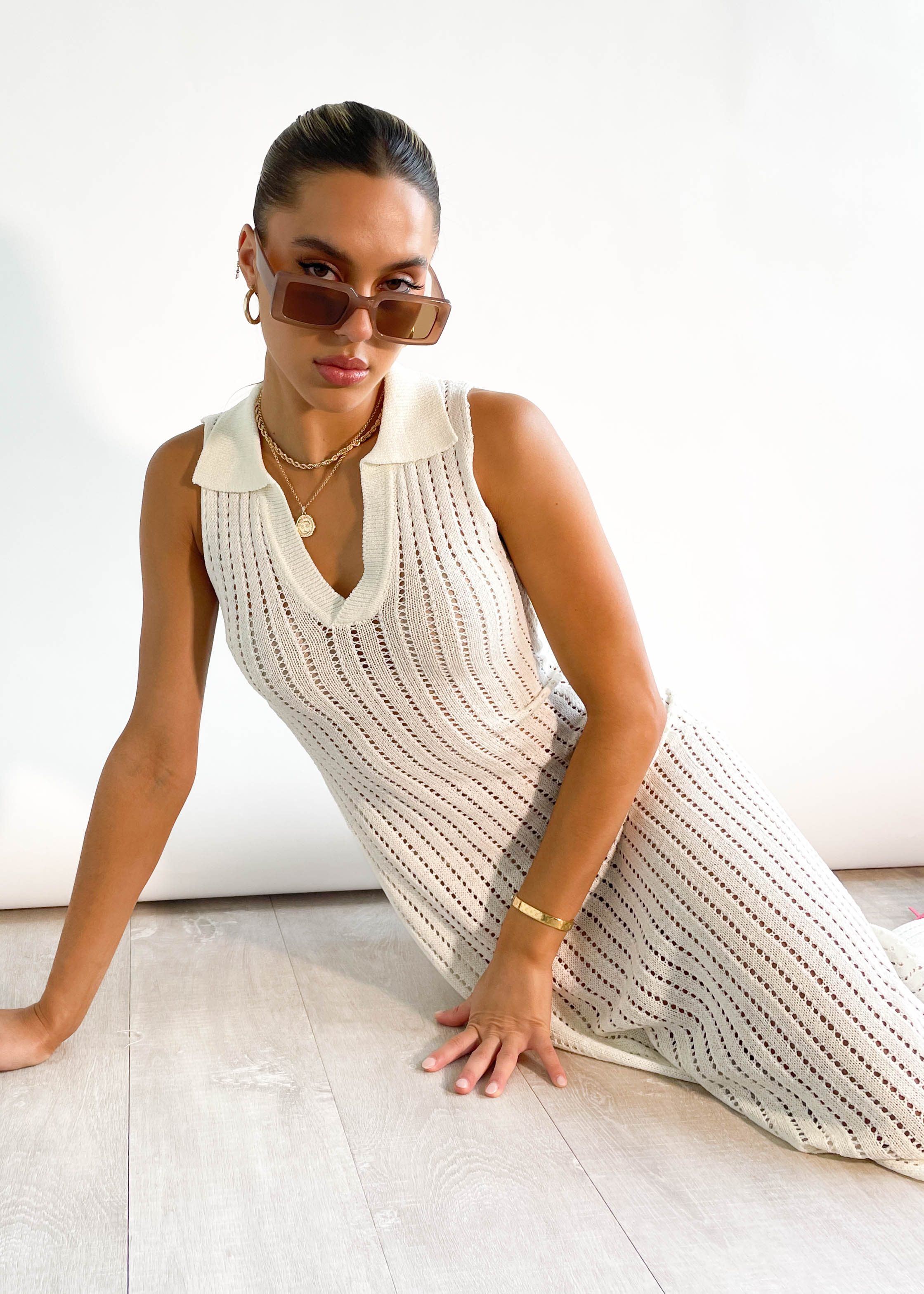 Audrey Knit Midi Dress - Off White