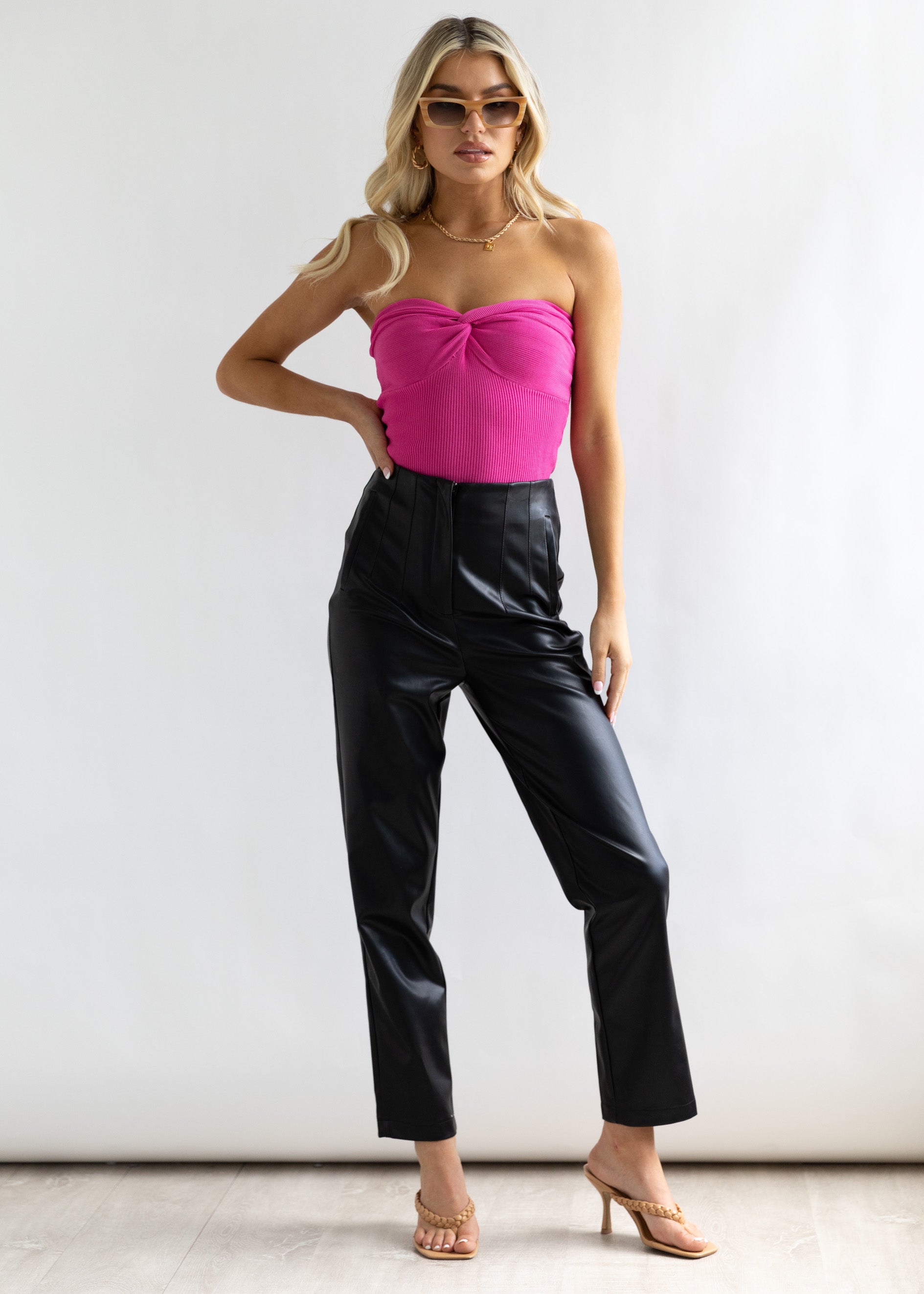 Devini Strapless Knit Top - Hot Pink