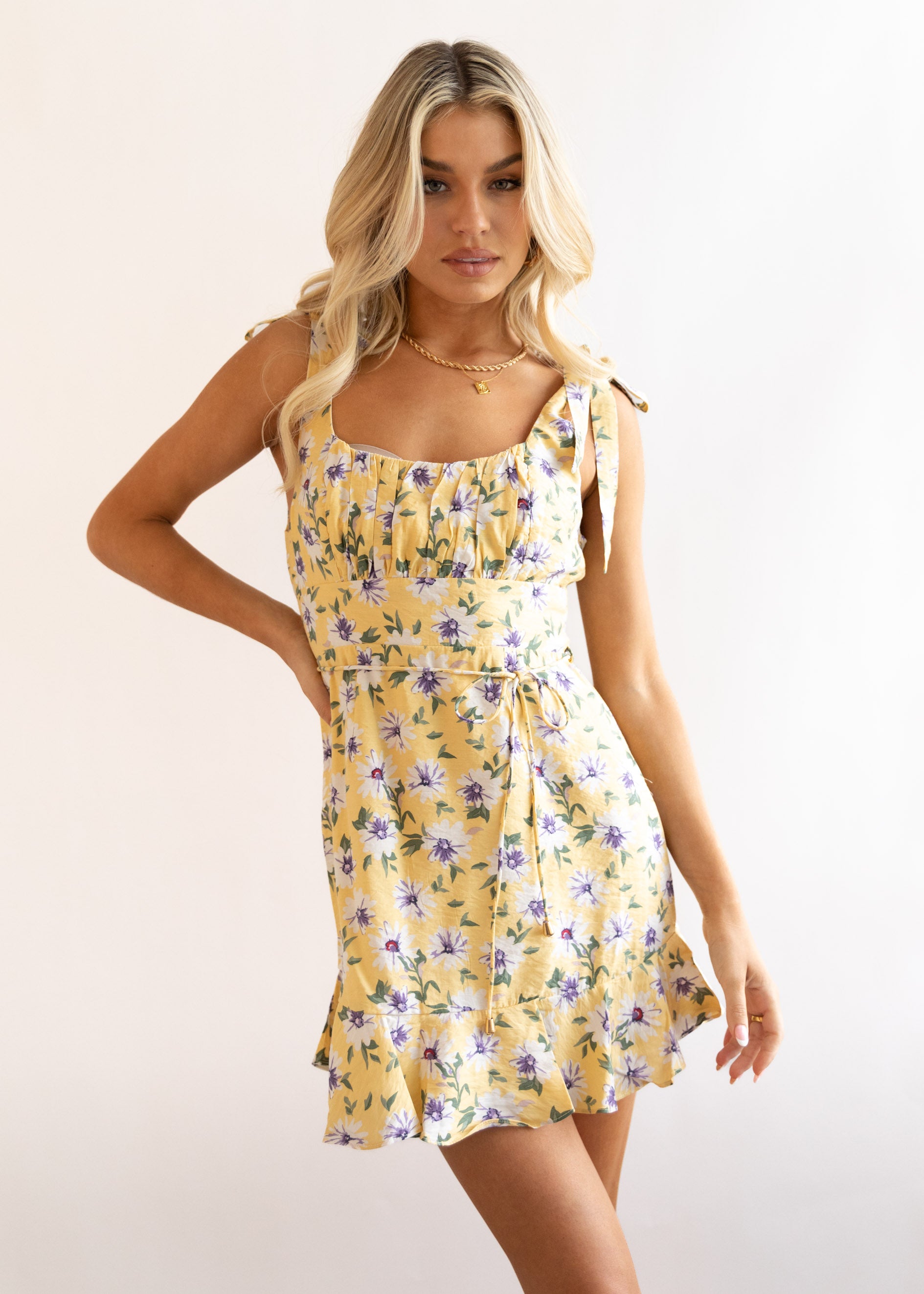 Chrissa Mini Dress - Lemon Flowers