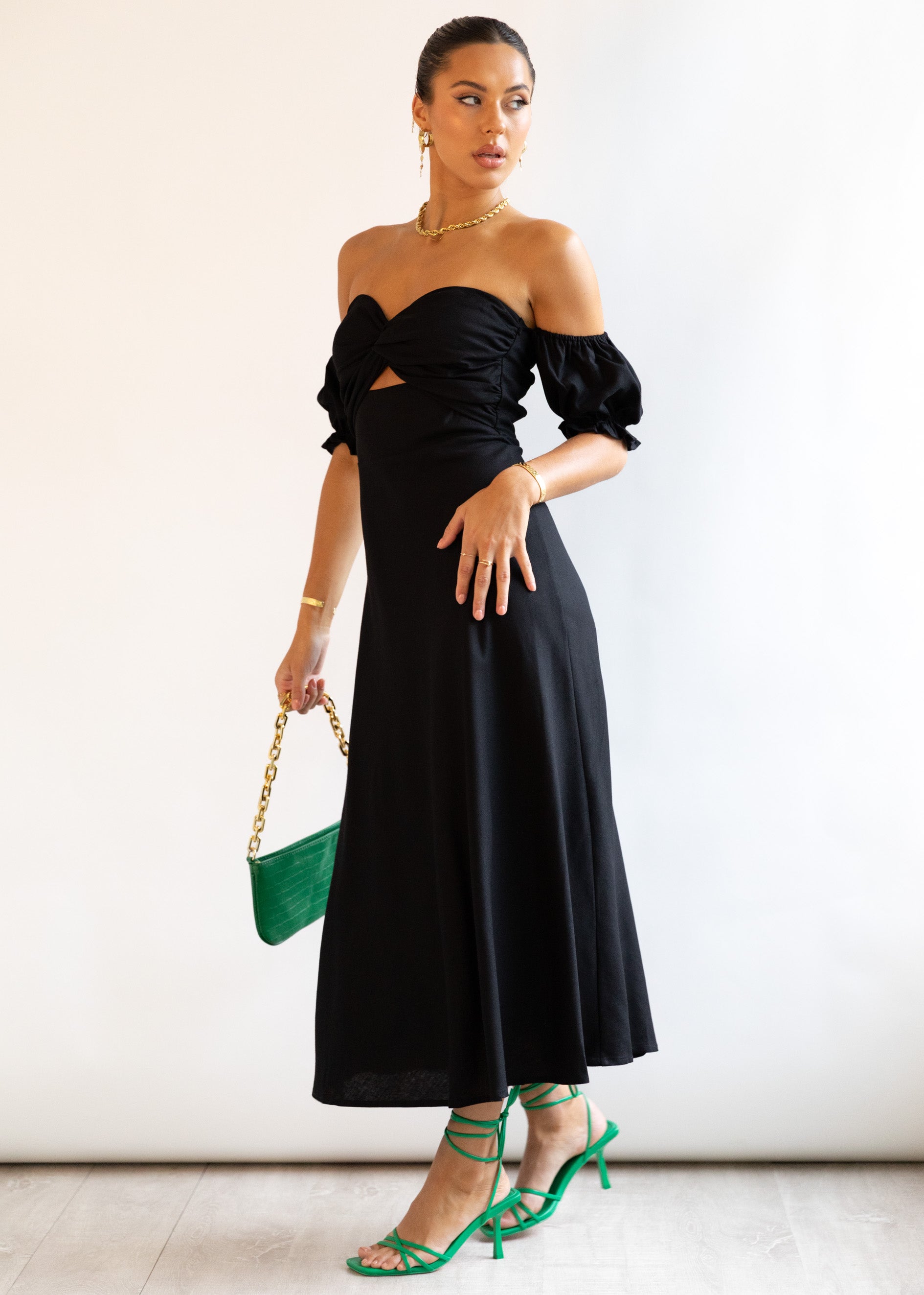 Royce Strapless Midi Dress - Black