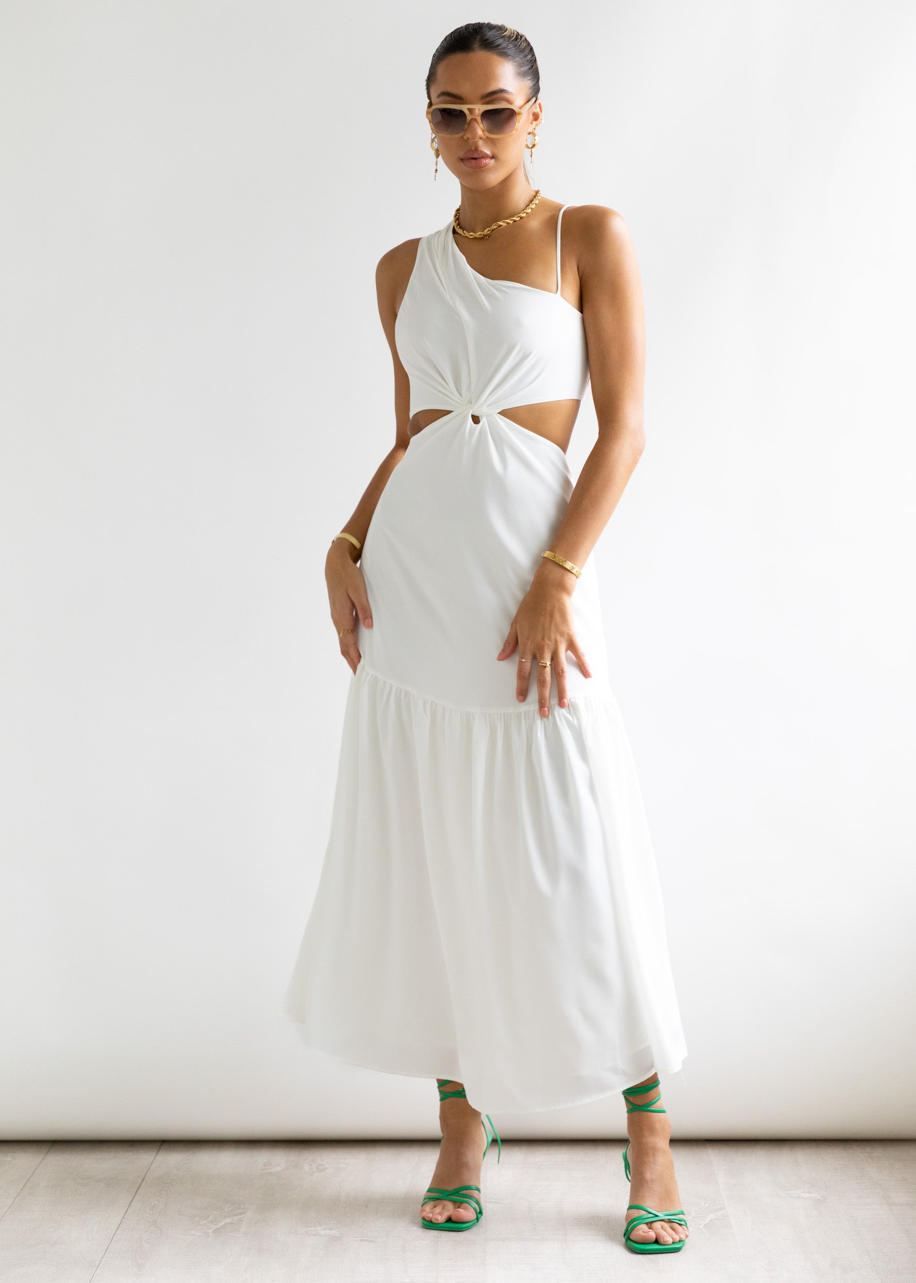Deltia One Shoulder Maxi Dress - Off White