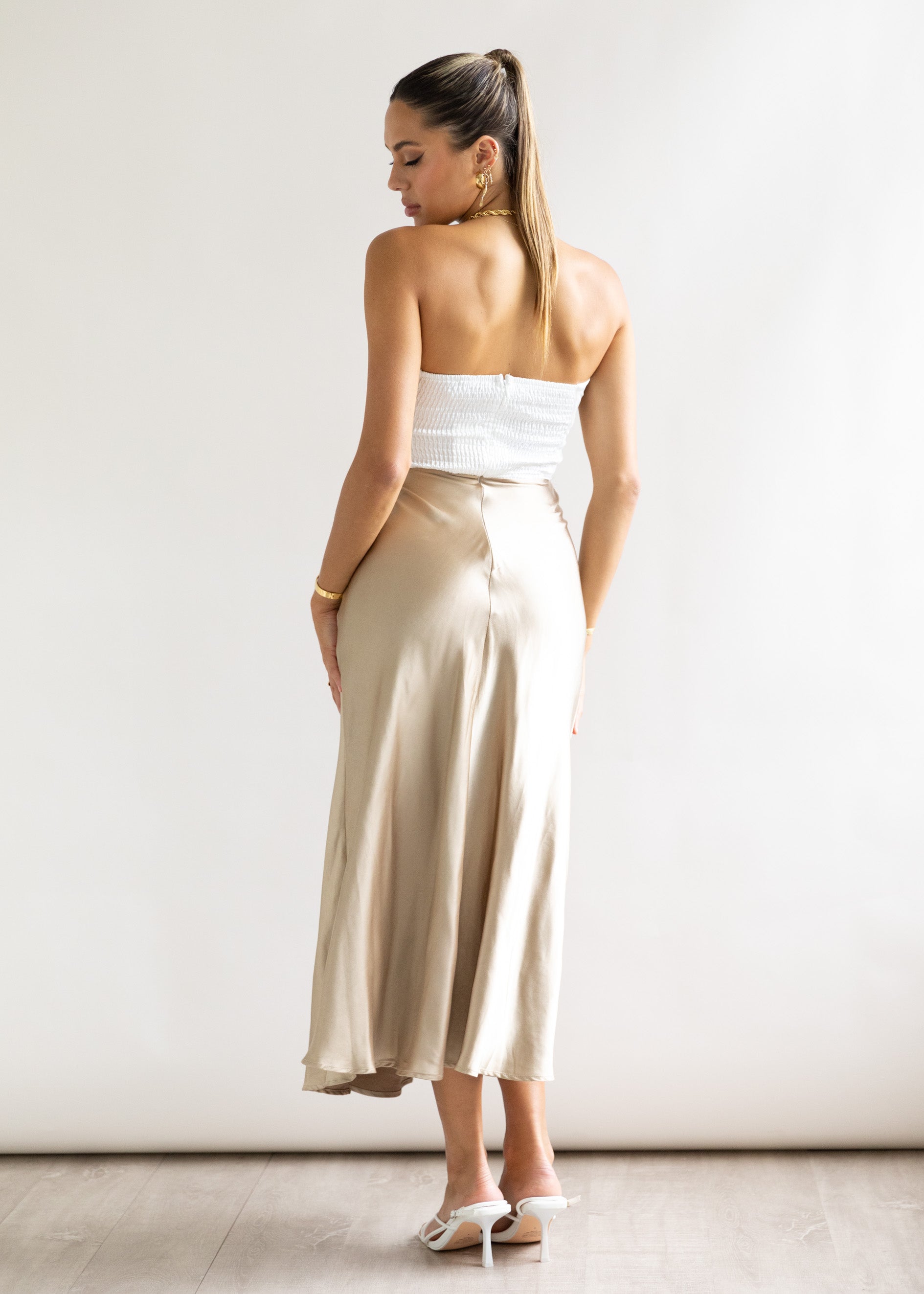 Luella Strapless Midi Dress - Gold