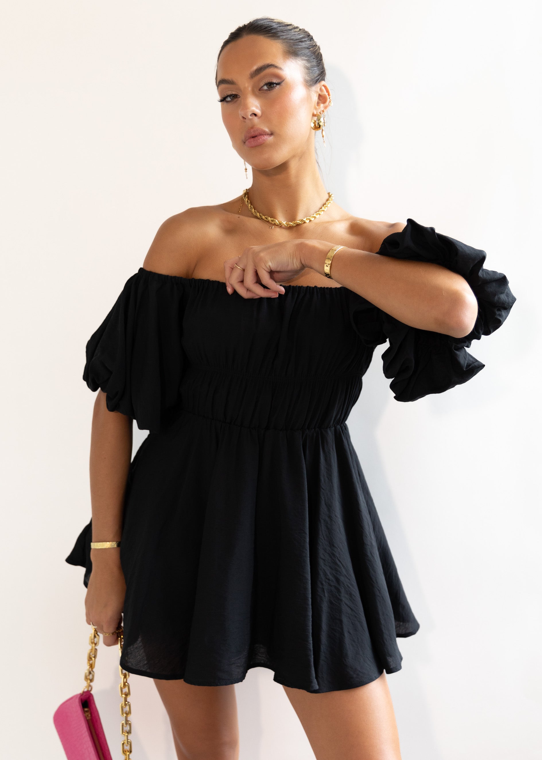 Tami Off Shoulder Dress - Black