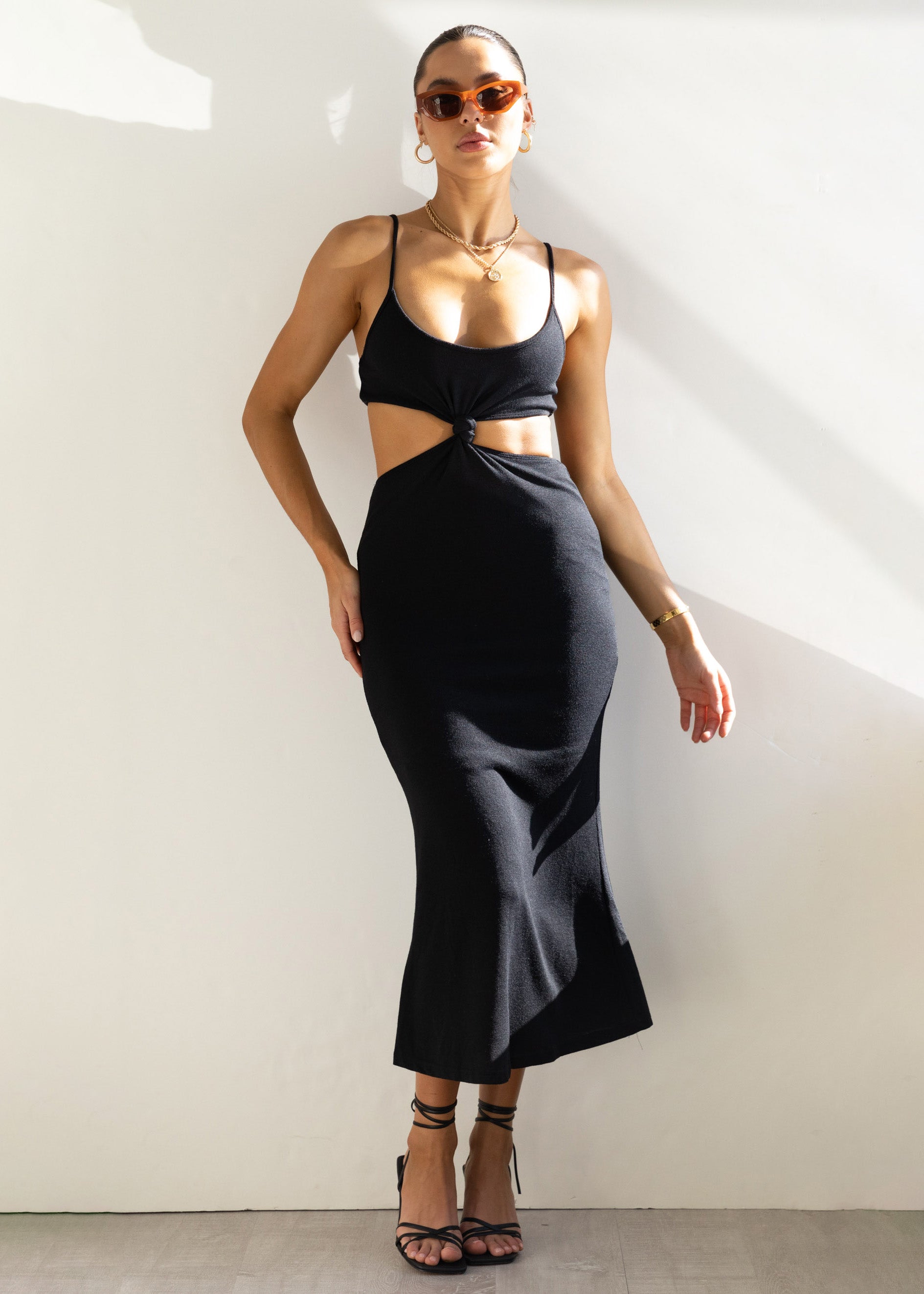 Matais Cut Out Knit Midi Dress - Black