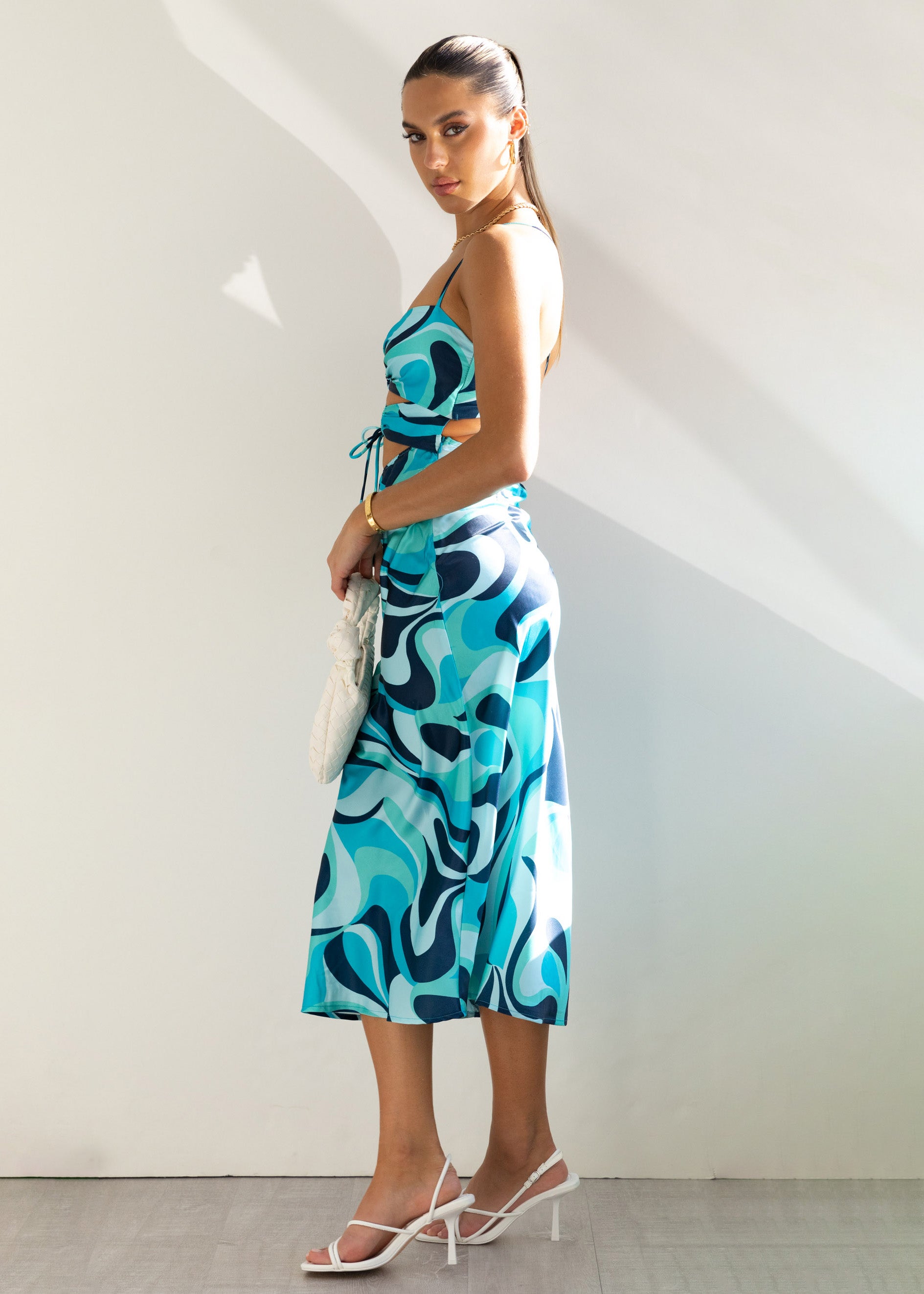 Fade Cut-Out Midi Dress - Blue Print