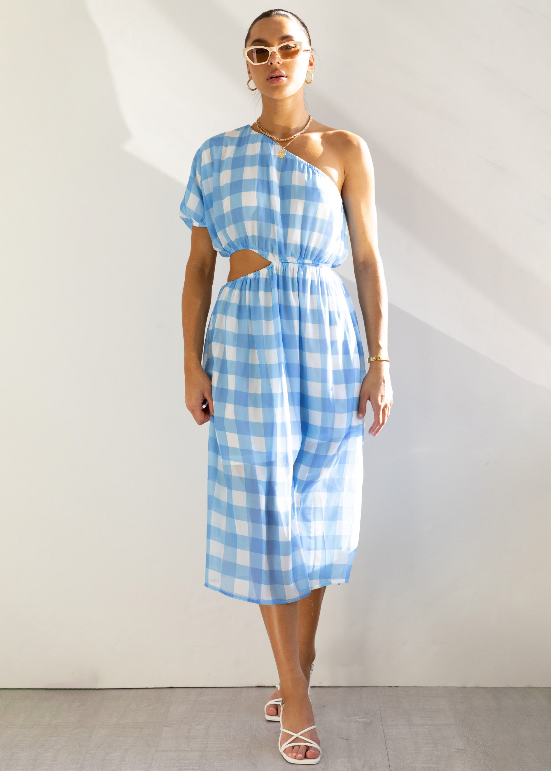 Joani Midi Dress - Blue Check