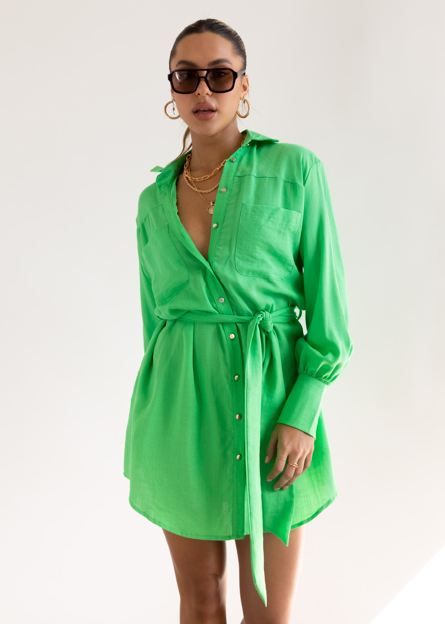 Amiaty Shirt Dress - Green