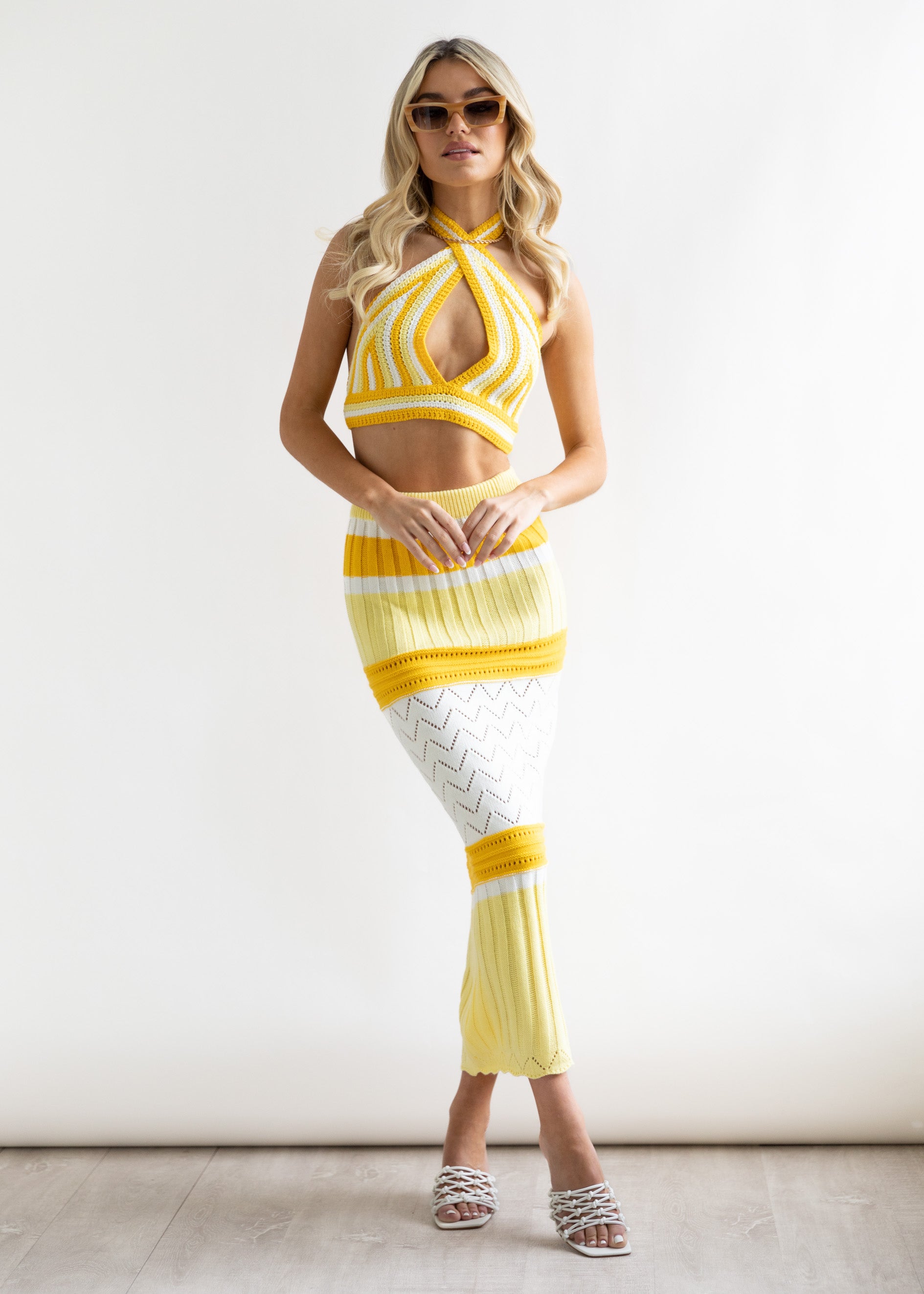Harla Knit Crop - Lemon Stripe