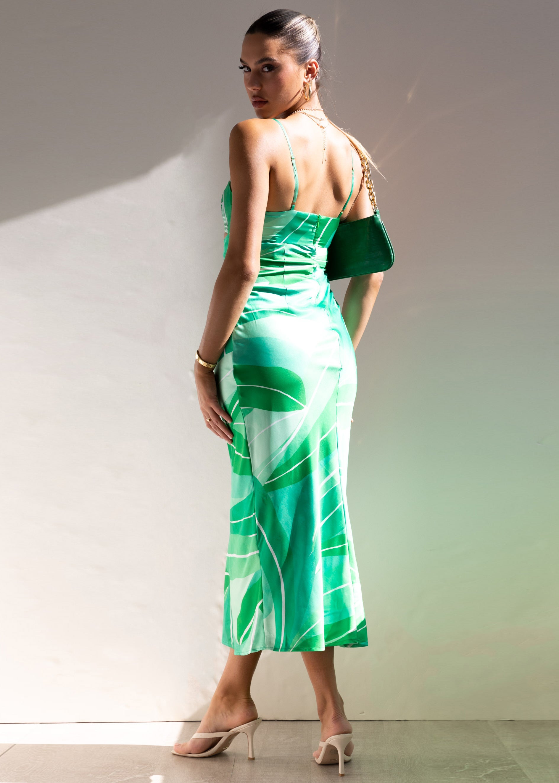 Rowena Midi Dress - Green Leaf