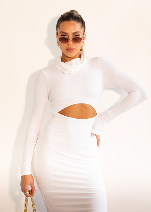 Analeah Cut Out Midi Dress - Off White