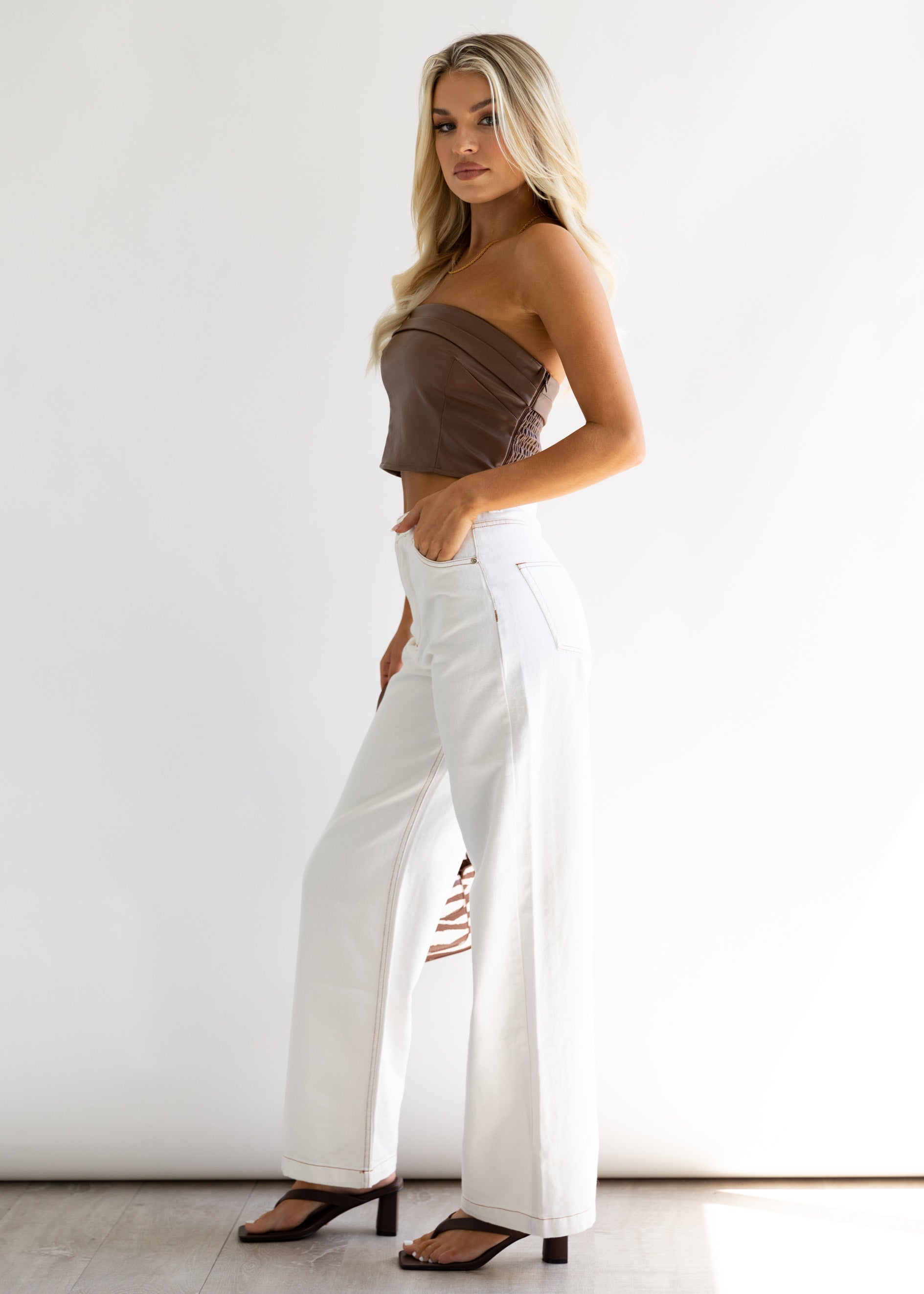 Texah Wide Leg Jeans - Off White