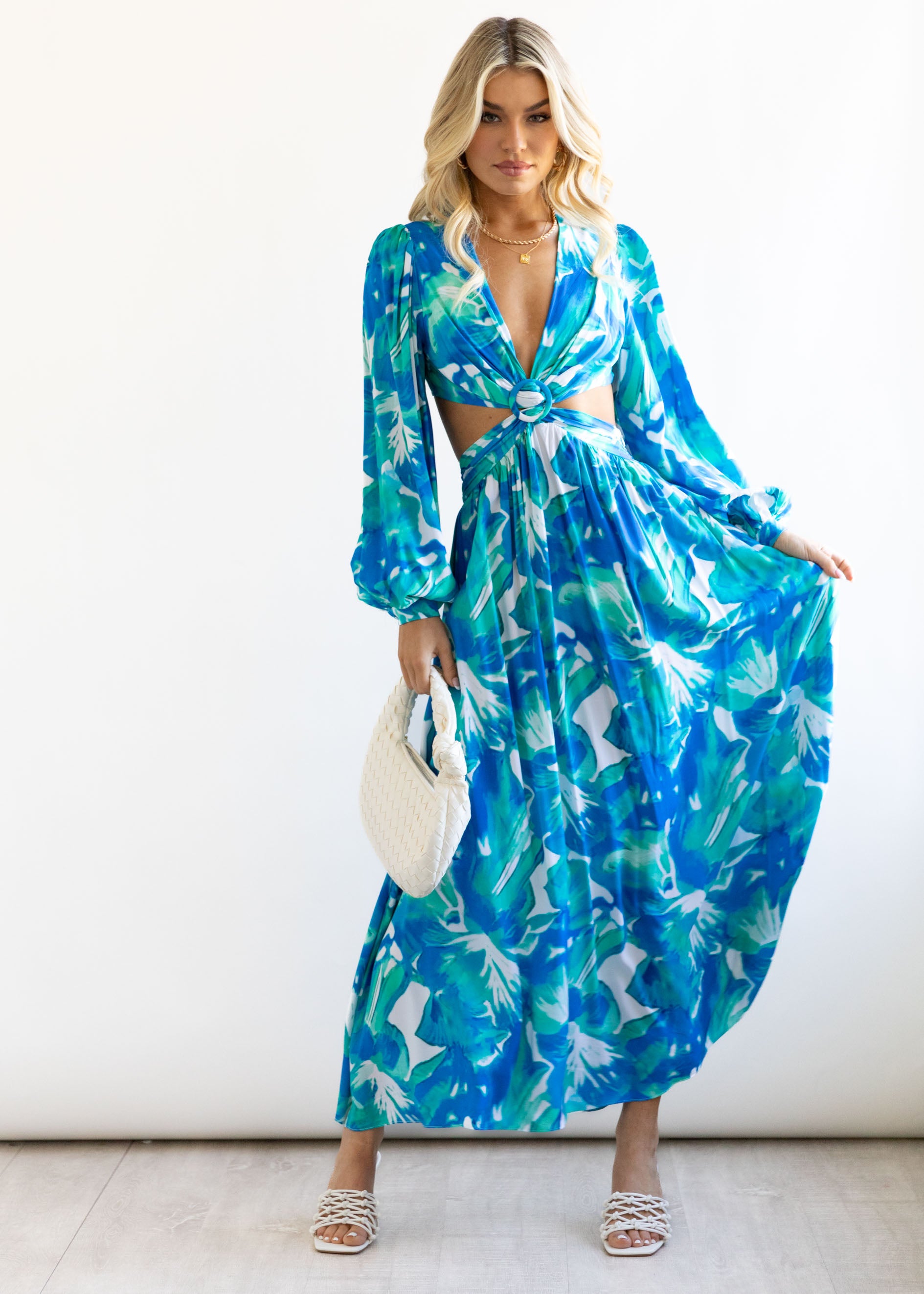Gyneth Midi Dress - Blue Floral